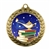 Star and laurel Lamp of Knowledge academic award medal with 2-inch full-color insert and antique gold, silver, or copper-tone finish