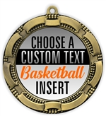 Basketball Full Color Custom Text Insert Medal