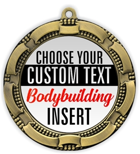 Female Body Building Full Color Custom Text Insert Medal