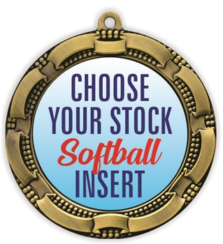 Softball Full Color Insert Medal