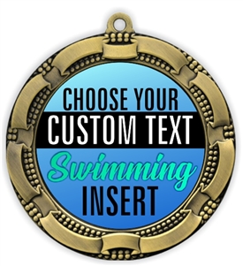 Swimming Full Color Custom Text Insert Medal