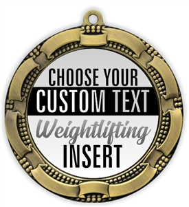 Weight Lifting Full Color Custom Text Insert Medal