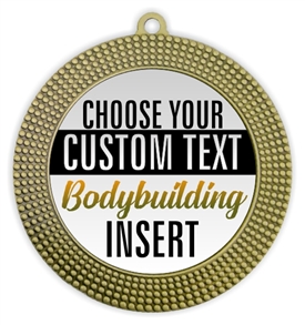Male Body Building Full Color Custom Text Insert Medal