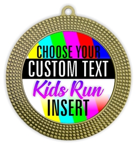 Kids Run Full Color Custom Text Insert Medal