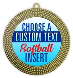 Softball Full Color Custom Text Insert Medal