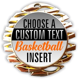Basketball Full Color Custom Text Insert Medal