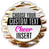 CHEERLEADING METAL MEDALS BIG 70mm PACK OF 10 RIBBONS INSERTS OWN LOGO & TEXT 
