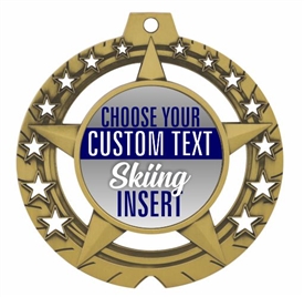 Skiing Full Color Custom Text Insert Medal
