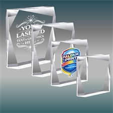 Clear Jewel Bevel acrylic award trophy with custom laser engraving