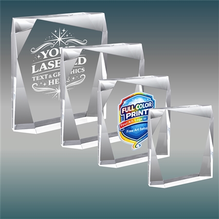 Clear Jewel Bevel acrylic award trophy with custom laser engraving