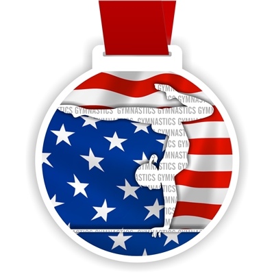 Gymnastics acrylic medal with full color UV print and ribbon for competition awards