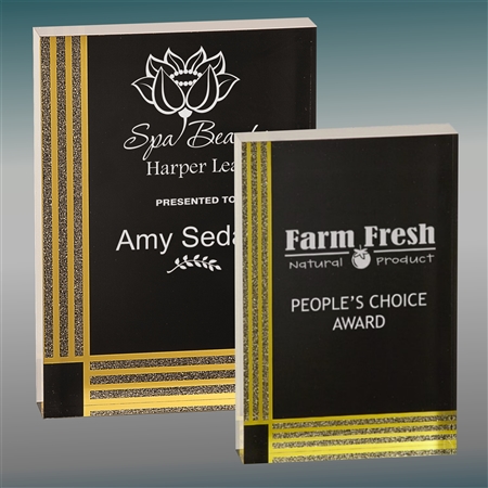 Rectangle Black Diamond Acrylic Award with Custom Laser Engraving