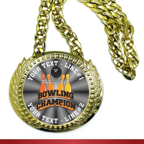 Bowling Monster Sized Medal | Gigantic Bling Bowling Medal