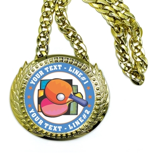 Table Tennis Monster Sized Medal | Gigantic Bling Ping Pong Medal