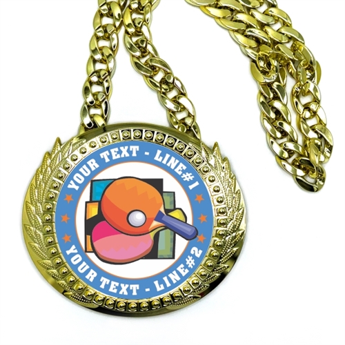 Table Tennis Monster Sized Medal | Gigantic Bling Ping Pong Medal