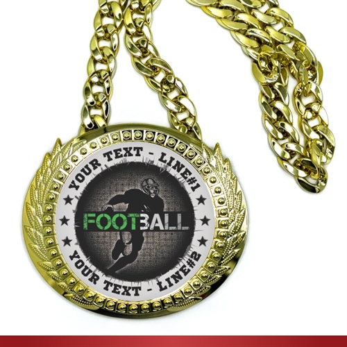 Football Monster Sized Medal | Gigantic Bling Groomsman Medal