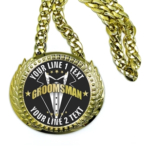 Groomsman Monster Sized Medal | Gigantic Bling Groomsman Medal