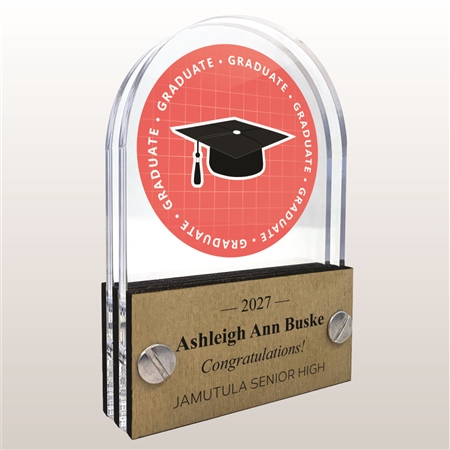 Grade R Graduation Trophy Double Pane Acrylic Graduate Trophy Award, 3 sizes