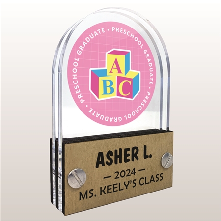 Double Pane Acrylic Preschool Graduate Trophy Award