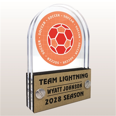 Double Pane Acrylic Soccer Trophy Award