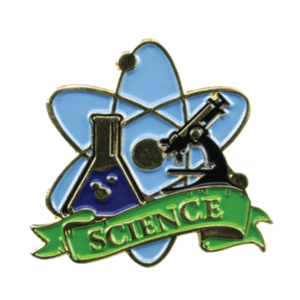 Science Lapel Pin Beaker Microscope Atom Color