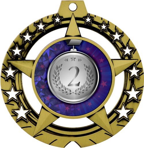 Second Place Full Color Insert Medal Big Star