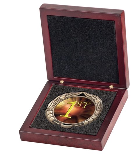 wooden collector medal storage box lapel