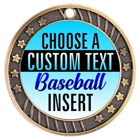 Baseball Full Color Custom Text Insert Medal