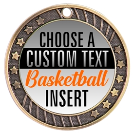 Basketball Full Color Custom Text Insert Medal