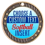 Softball Full Color Custom Text Insert Medal
