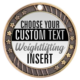 Weight Lifting Full Color Custom Text Insert Medal