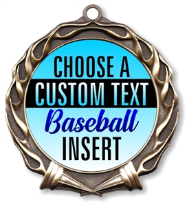 Baseball Full Color Custom Text Insert Medal
