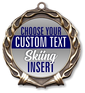 Skiing Full Color Custom Text Insert Medal