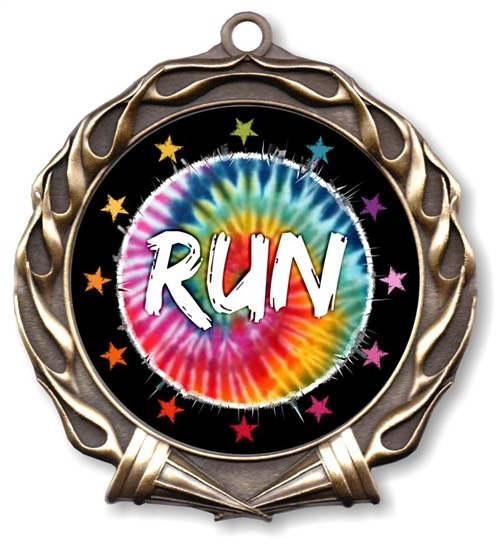 PACK x10,RIBBONS,EMBLEM or YOUR LOGO KIDS RAINBOW COLOUR RUN METAL MEDALS 50mm 