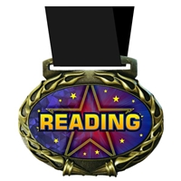 PACK OF 10,RIBBONS READING BOOKS SCHOOL METAL MEDALS 50mm INSERTS or OWN LOGO 