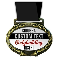 Custom Text Female Body Building Medal in Jam Oval Insert | Female Body Building Award Medal with Custom Text