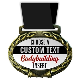 Custom Text Female Body Building Medal in Jam Oval Insert | Female Body Building Award Medal with Custom Text