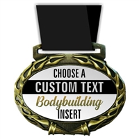 Custom Text Male Body Building Medal in Jam Oval Insert | Male Body Building Award Medal with Custom Text