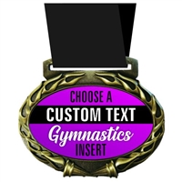 Custom Text Gymnastics Medal in Jam Oval Insert | Gymnastics Award Medal with Custom Text