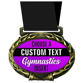 Custom Text Gymnastics Medal in Jam Oval Insert | Gymnastics Award Medal with Custom Text