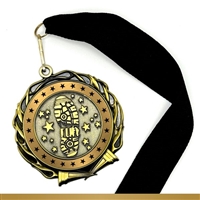 Colored Ring Run Medal with shoe imprint on the medal