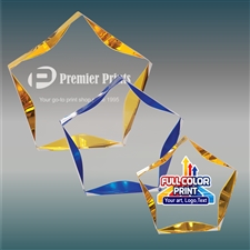 Luminary Star Acrylic Award with Blue or Gold Accent and Custom Laser Engraving