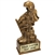 Antique gold military resin trophy featuring helmet, rifle, and boot with engraved award plate