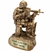 Antique gold military resin trophy featuring kneeling soldier in grass with rifle
