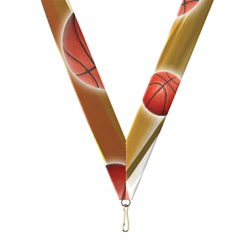 Basketball Snap Clip "V" Neck Medal Ribbon