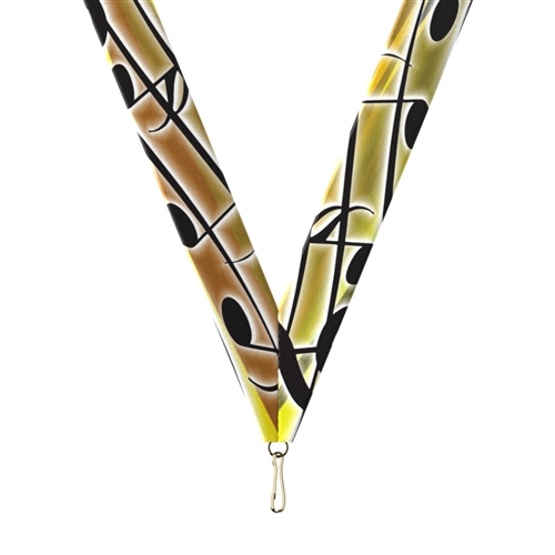 Music Snap Clip "V" Neck Medal Ribbon