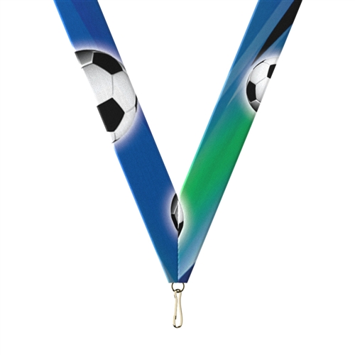Soccer Snap Clip "V" Neck Medal Ribbon