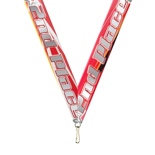 Second Place Snap Clip "V" Neck Medal Ribbon