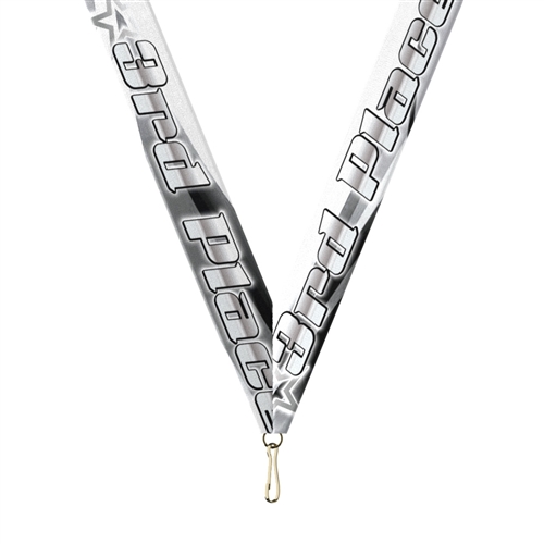 Third Place Snap Clip "V" Neck Medal Ribbon