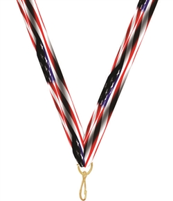 American Flag Snap Clip "V" Neck Medal Ribbon